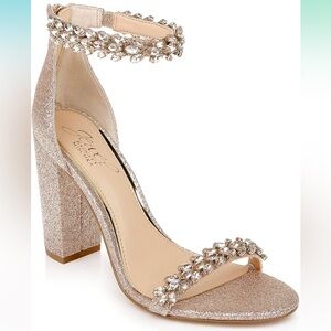 7.5 | Jewel Badgley Mischka Mayra Ankle Strap Evening Shoe | Rose Gold